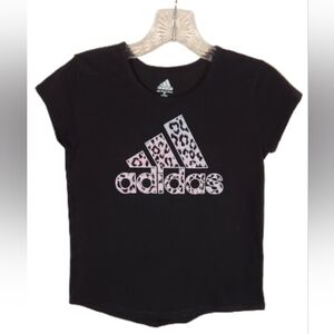 Adidas Kids Black Leopard Print Logo T-Shirt